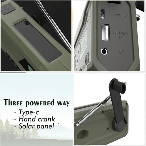 Bærbar DAB/FM Radio 4000mah Dynamo Solradio Solkurv Radio Overlevelses Solradio DAB Radio USB Oplader med Nødalarm Ur