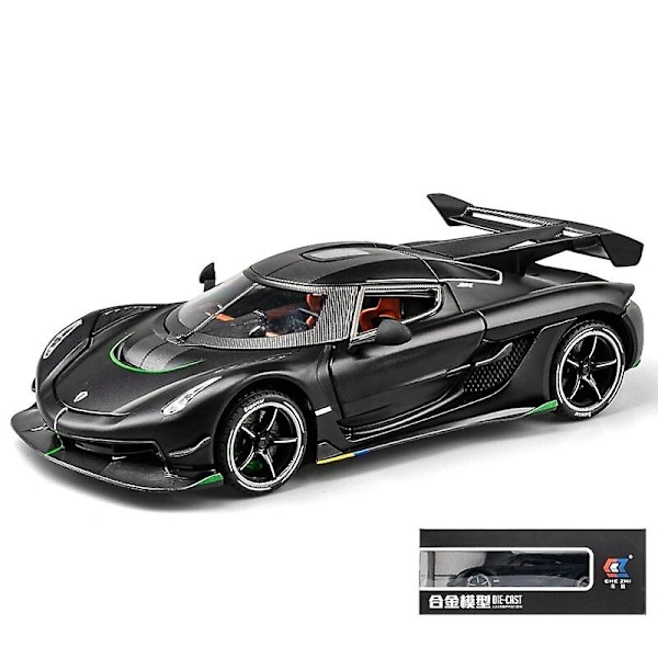 1/24 Koenigsegg Jesko Valettu Metalli Leikkiauto Miniatyylimalli Vetotakaisin Ääni Valot Ovet Avautuvat Kokoelma Lahja black