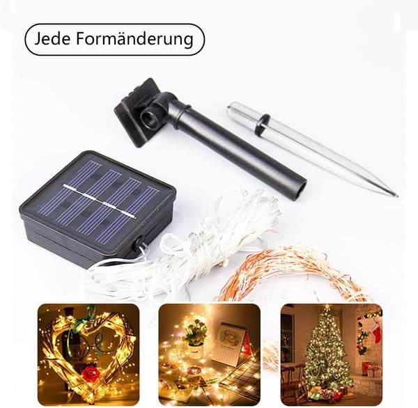 20M200 LED Solar String Lights Outdoor Waterproof Copper Wire String 8 Flashing Patterns LED Christmas Tree String Warm White_yux