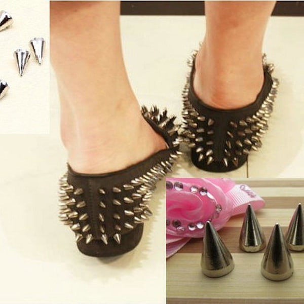 100 stk/ sæt 9,5 mm nitter Spikes Screwback Cone Studs Punk Style - på lager