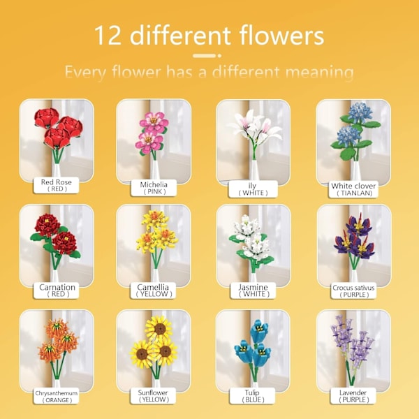 12 lajittelijaa kukkia, Botanical Collection, rakennuspalikat, kukkalelut, Creative - Perfect