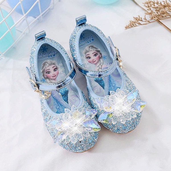 Frosne Elsa sandaler Prinsesse sko, sklisikre krystallsko Blå Blue 33-Insole 20.5CM