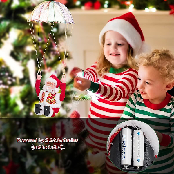 Jultomte Dekorationer Elektrisk Fallskärm Hängande Tumlande Dekoration Kreativ Flygande Flip Leksaker Sjungande