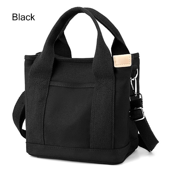 SVART Multi-lomme Canvas Tote Bag, På Lager Black