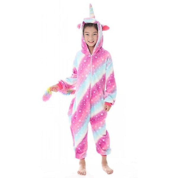 Flickor Barn Unicorn 1onesie Kostym Pyjamas Fleece Jumpsuit Mjuk nattkläder Pyjamas Pjs 4-7 år