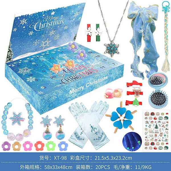 2023 Amazon Julkalender Nedtelling Blind Box Enhjørning Is og Snø Ornament Jenter Feriegave Leke ST-026 Christmas Unicorn Set 388g