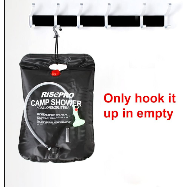 Gallon 20L Solduschväska Uppvärmd Campingduschväska Temperaturindikator Varmvatten Vandring Bergsklättring