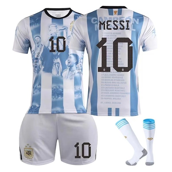 MIA MI Messi Camiseta No10 Fotbollströja Boy Kid T-Shirt Set Vuxen Sportkläder Tjej Sportdräkt Skyddskläder Cosplay Kit E2 E2 XL