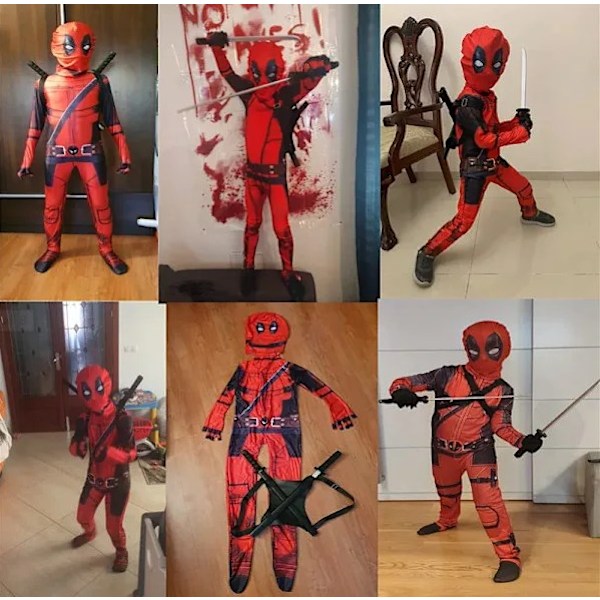 Deadpool Kostume Superhelt Cosplay Kostumer Superhelt Børn Body 3D Stil Halloween Cosplay Kostumer Sværd Taske 120cm