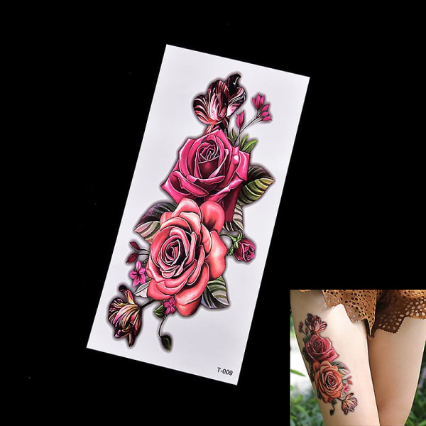 Mode Fake Midlertidig Tattoo Sticker Rose Flower Arm Body Vandtæt Kvinder Art