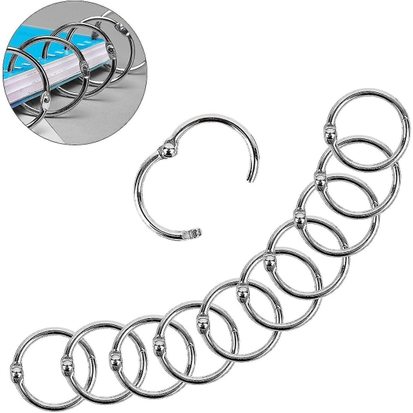 50 stk. ringbindsringe 25 mm metal løsblad bogringe nøgleringe