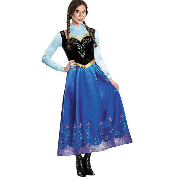 Aikuisten prinsessa Anna Elsa -asu Joulu Cos Fancy Dress -asu Anna XXXL