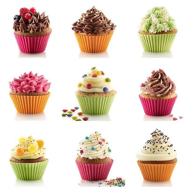 6 stk. runde muffinforme i fødevaregodkendt silikone, genanvendelige bageforme