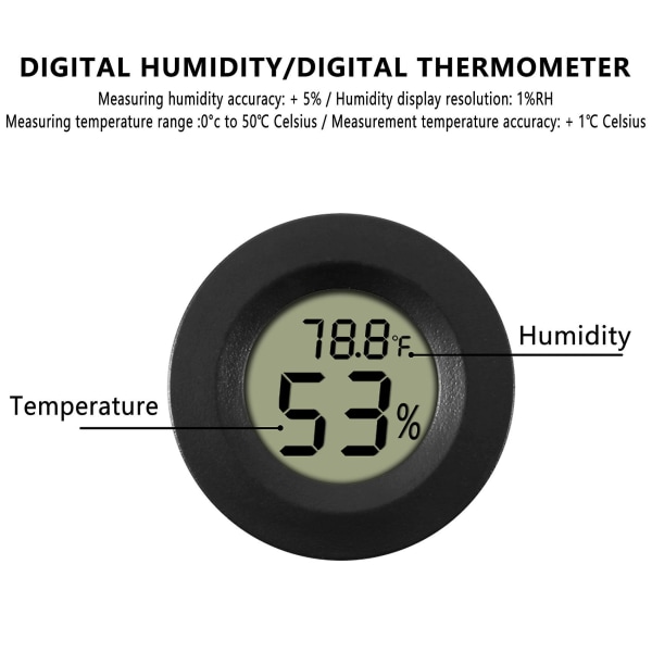 5-pack Hygrometer Termometer Digital LCD-monitor Luftfuktighetsmätare för luftfuktare Avfuktare