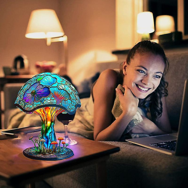 Bordslampa för svamp i Bohemian Stained Glass - Dekorativ nattlampa COLOR 4  8809 | COLOR 4 | Fyndiq