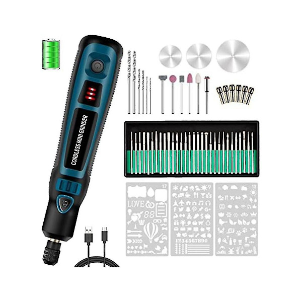 20W Gravyrpenna med 44 Bits, USB Multifunktionell Elektrisk Sladdlös Gravyrverktyg för DIY, Polering, Snideri, Smycken