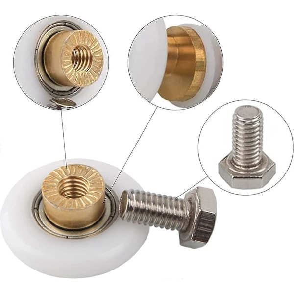 Dusjdorrulle, Rulle Caster Hjul For Dusjdorr Skyve Ruller Dør Rulle Erstatningshjul 4stk (20mm)