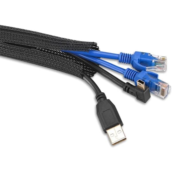 Cable Management Sleeve Cord Hider, Heavy Duty Durable Adjustable Wrap, Automatic Closing for TV Computer Office Cords, Supports Specific