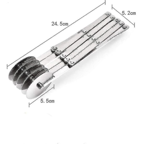 2023-deigkutter, pizzakutter rustfritt stål 5 hjul justerbar