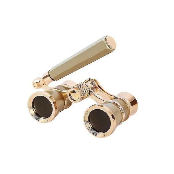 3x26 kikkert metall opera briller belagt linse rødt teleskop m/ håndtak-champagne gull