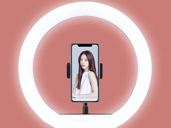 LED-ringlys + stativ - Mobilholder med 3 farvetoner 790