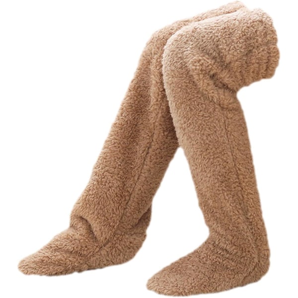 Snugglepaws Socktofflor, Halkfria Damtofflor Strumpor Mjuka Fuzzy Strumpor, Söta Varma Strumpor Benvärmare Knästrumpor Vinterpresent Brown