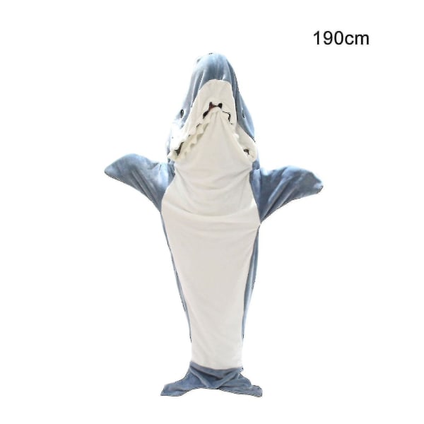 Shark Blanket Hættetrøje Voksen - Shark Onesie Voksen Bærbart Tæppe - Shark Blanket Super Soft Hyggelig Flanell hættetrøje Shark Sovepose 190cm
