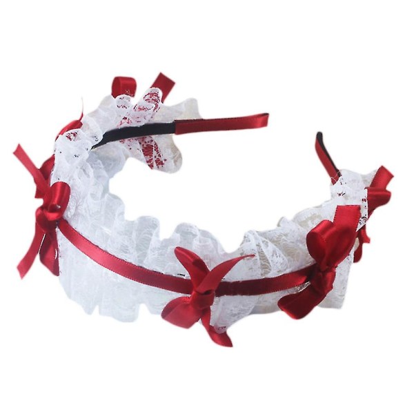 Flickor Mesh Volanger Spets Huvudbonad Band Bowknot Pannband Anime Cosplay rekvisita