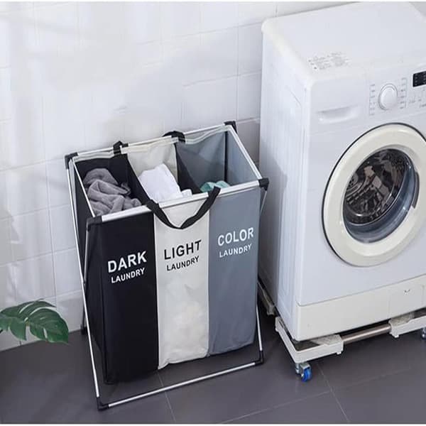 Laundry Basket with 3 Compartments - Basket for Laundry - 135L