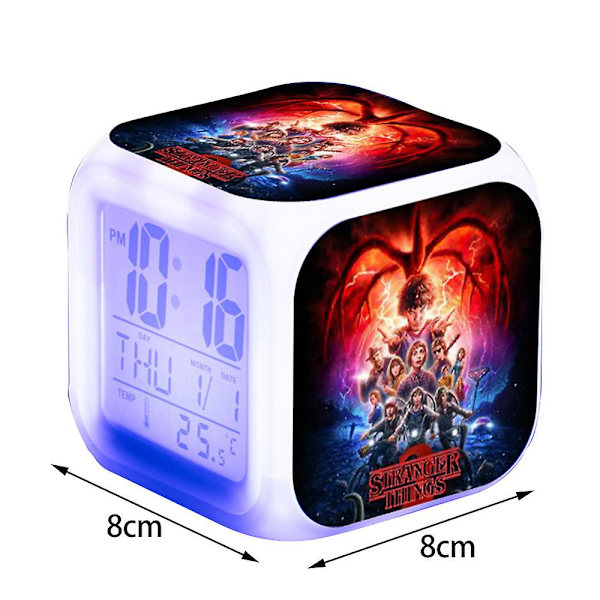 Stranger Things LED Digital Vekkerklokke 7 Farger Nattlys Fans Gave A
