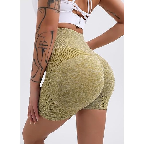 Treningsshorts Butt Lifting Høy Midje Magekontroll Sømløse Yoga Biker Bukser L