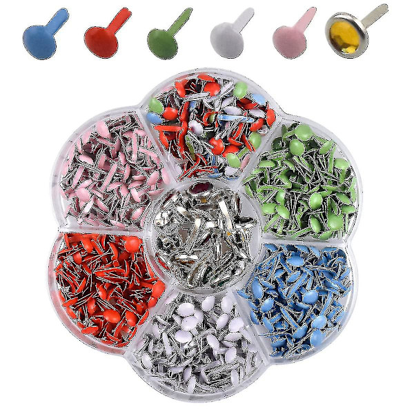 320 st Split Pins Scrapbooking Brads Runda Färgglada Metall Pastell Craft Brads Pappersfästen för Hantverk Gör själv Stämpling Hem