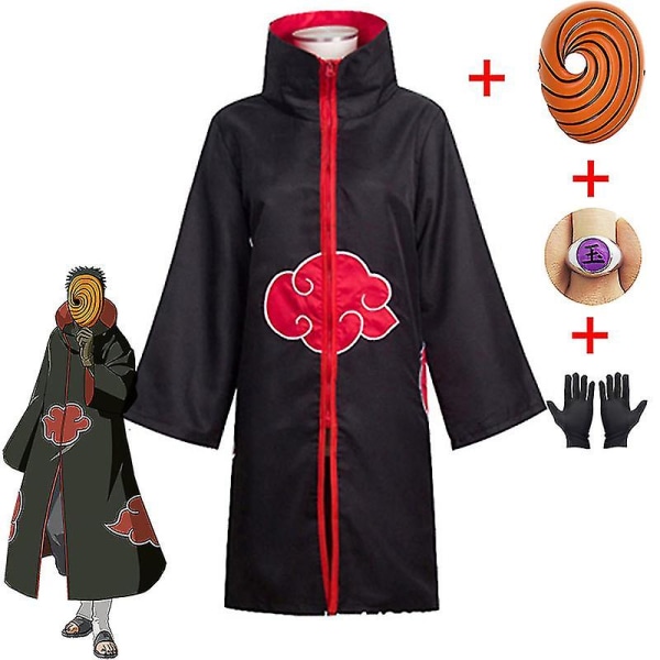 Tobi Cosplay Kostym för Pojkar Obito Mask Karneval Halloween Kostym för Barn Vuxen Passar för Höjd 135cm-185cm 2 M