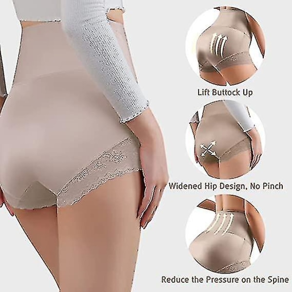 Korkeavyötäröinen Body Shaper Tummy Control -alushousut naisille, saumattomat muotoilevat alushousut pitsimuotoisilla alushousuilla