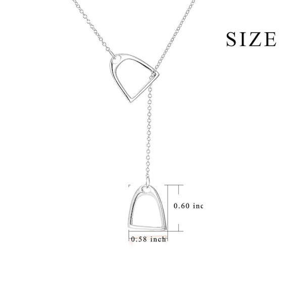 925 Sterling Sølv Simpel Dobbelt Hestestribet Lariat Halskæde Hest (sølv)_happyshop