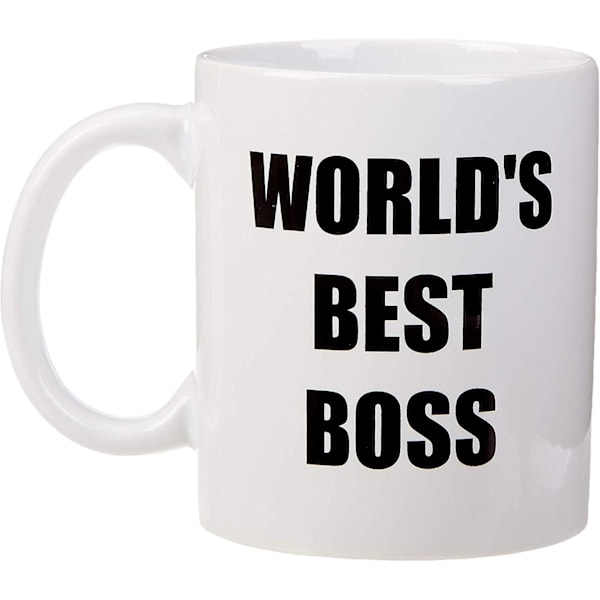 \"SSRGV Krus Sjov Verdens Bedste Chef 325 ml Kaffekrus, 1 stk. (Pakke med 1), Hvid\"