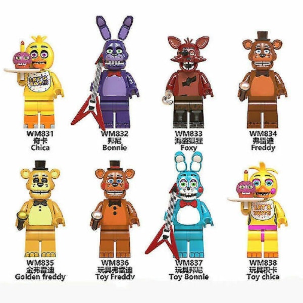 8 stk/sett Five Nights At Freddy's Minifigures Freddy Foxy Building