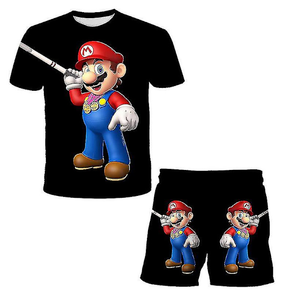 Sommarbaddräkt för barn i två delar Super Mario baddräkt Simdräkt för pojkar Kortärmade baddräkt Baddräkt Tecknad stranddräkt 130