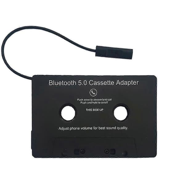 Bluetooth-kassettkonverterer Universell Automatisk Nyttig Bilkassettadapter for Bilinteriør Black