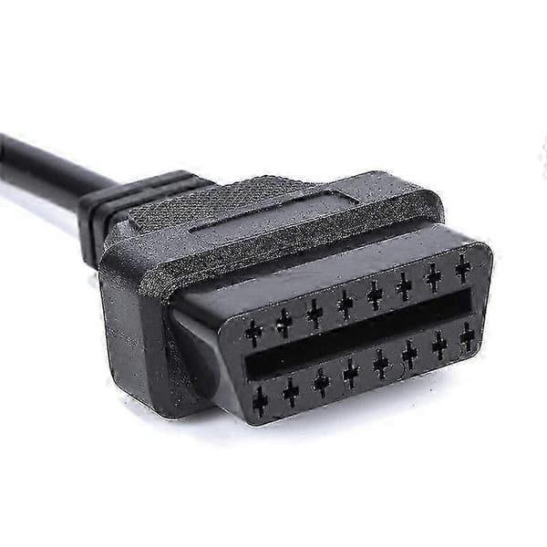 Bildiagnoseværktøj OBD2-stikadapter til 12-benet til OBD2 16-benet kabel Auto Scanner Adapter Black
