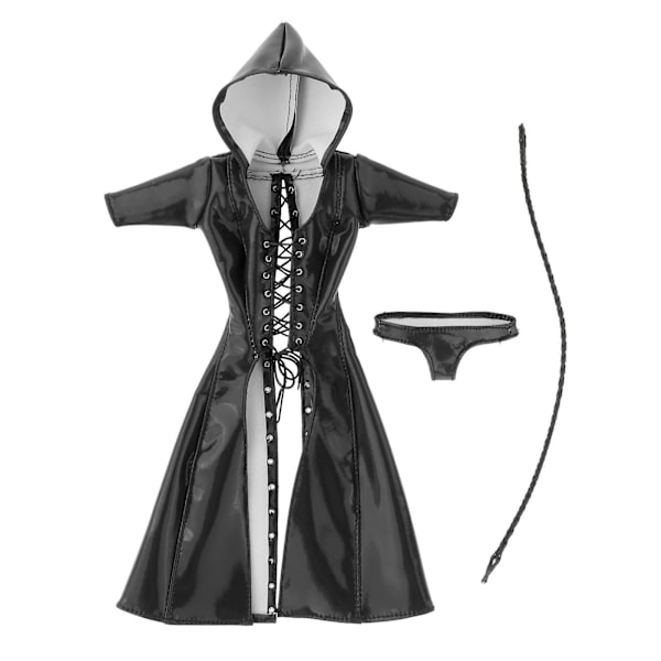 1:6 Kvindelig Figur Tilbehør Trenchcoat Undertøj Pisk Klud Diy Sort Black