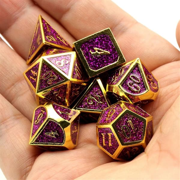 7 st Metalltärningar, Tunga Solida Zinklegering Polyeder Tärningssats för Dungeons and Dragons Bordsspel