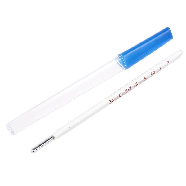 1 stk glasstermometer trekantet stang oralt termometer for voksne (blå)