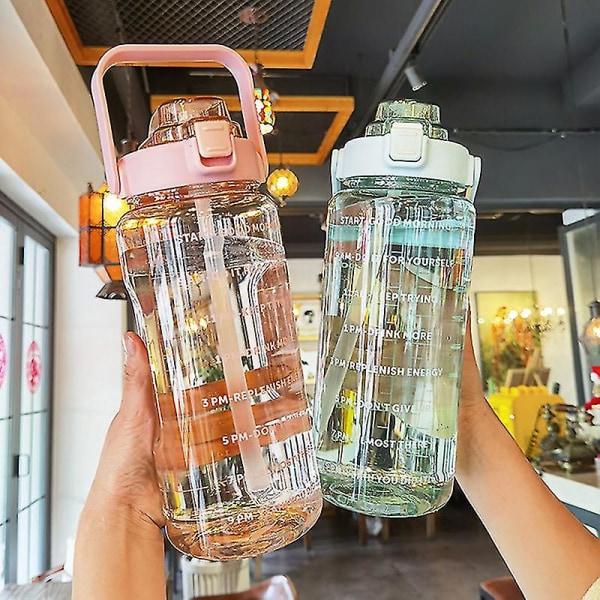 2l bærbare vannflasker med stor kapasitet Fitness-vannkanne med tidsmarkør Purple