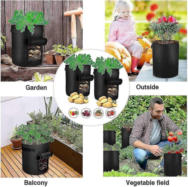 Potatisodlingssäckar, 3-pack 7 gallon potatisodlingspåsar för grönsaksodling
