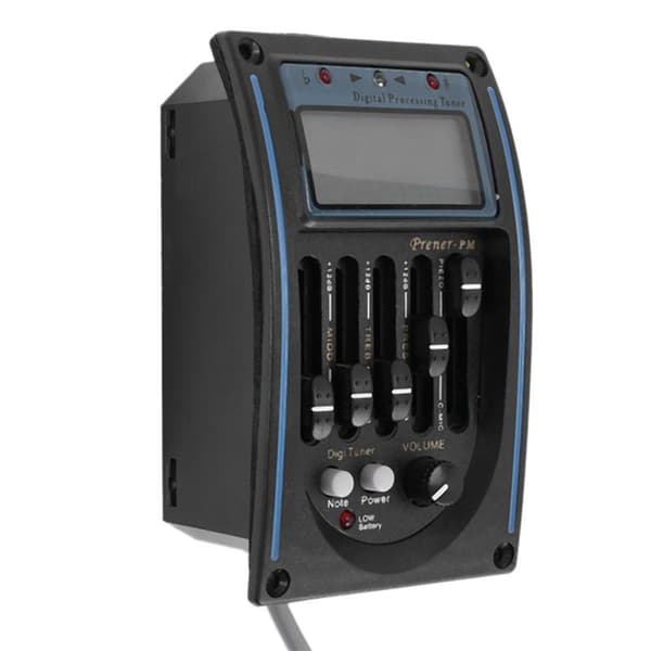 5-bands Akustisk Gitarr Pickup EQ Förförstärkare LCD Stämapparat Equalizer med Mikrofon LC-5