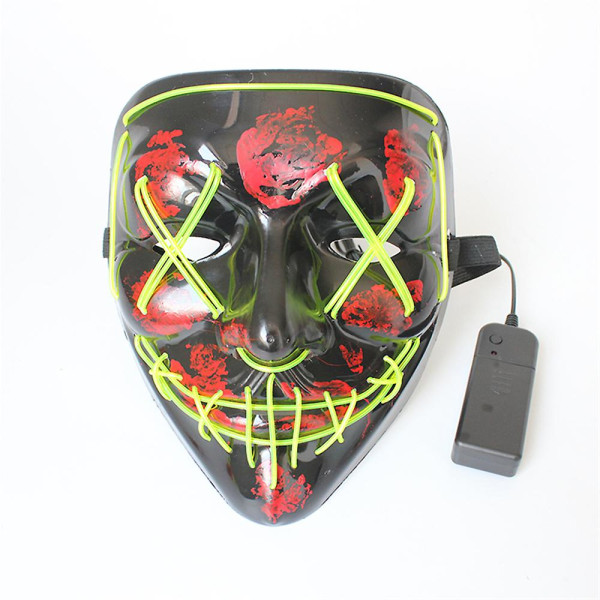 Halloween Led Glødende Neon Mask Skummel Cosplay Festsømme Skrekk Lys opp Masker Masque Masquerade Yellow