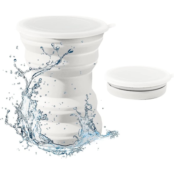 Yaju sammenleggbar kopp, silikon reisecampingkopper, campingkrus Sammenleggbar kopp med lokk, bærbar campingkopp kompresjonslomme, matkrus for