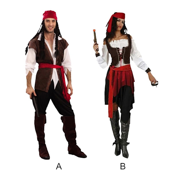 Aikuisten kokoinen merirosvoasu, naisten merirosvoasu cosplayhin, sisältää paidan, sopii aikuisille