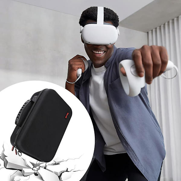 Bæreveske for Oculus Quest & Quest 2, alt-i-ett vanntett hard reiseveske beskyttelsesveske oppbevaringsboks med skulderstropp for VR-spillhodesett